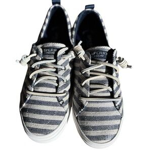 Sperry Women's Navy and White Striped Sneakers